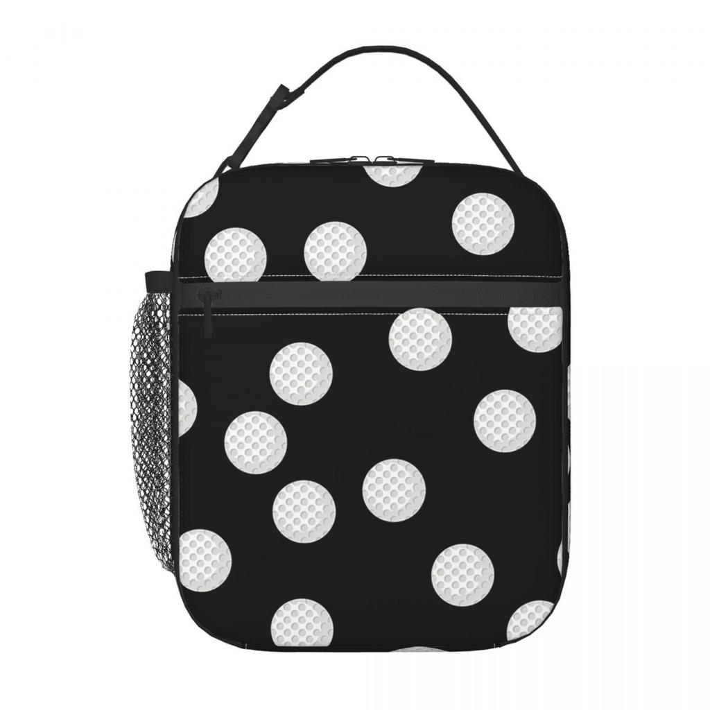 Golf Ball White Pattern Insulated Lunch Bag for Women Children Leakproof Food Boxes Thermal Lunch Box Tote