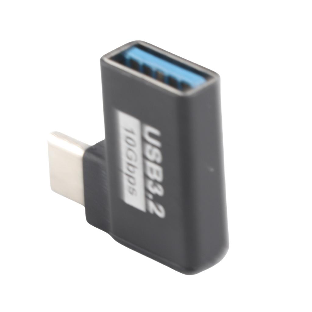 90 Degree USB 3.2 Female To USB‑C Male OTG Adapter Support High Speed Data Sync Fast Charging