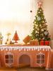 Christmas Table Cover Gingerbread House Washable Reusable Farmhouse Table Runner for Picnic Party Harvest Kitchen Dinner
