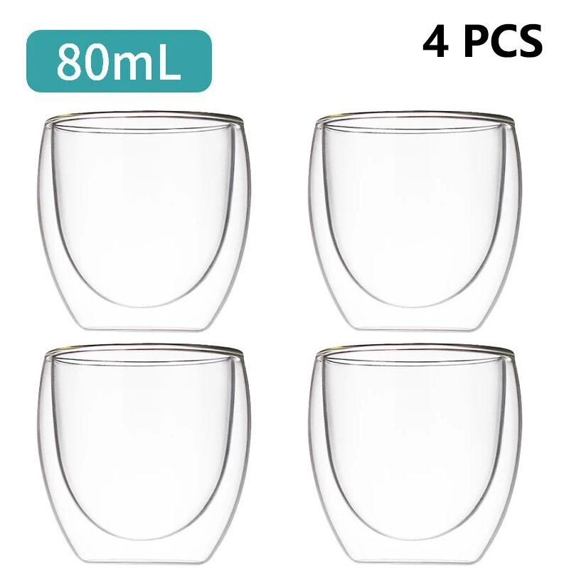 Transparent Glass Coffee Cup Milk Whiskey Tea Beer Double Creative Heat Resistant Cocktail Vodka Wine Mug Tumbler Drinkware Gift