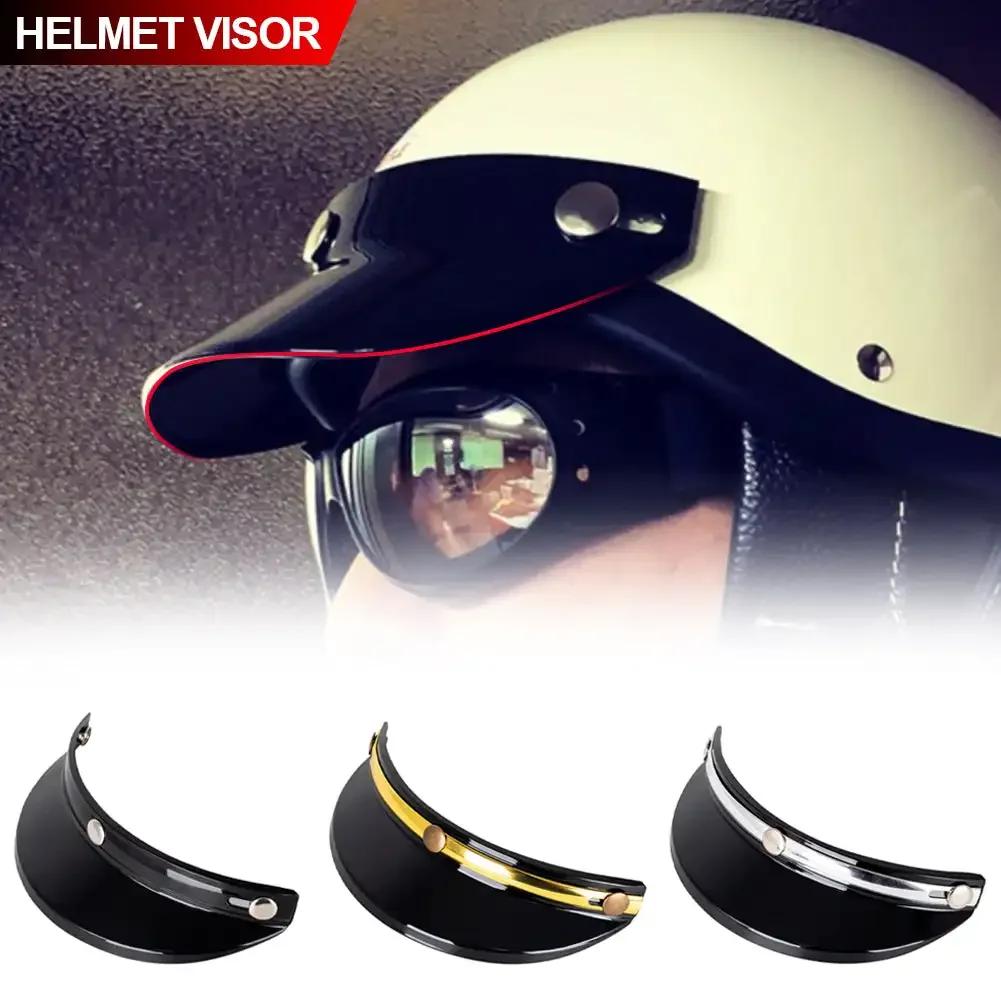 Retro Half Face Motorcycle Helmet 3 Snap-Button Visor Flip Up Wind Shield Vintage Motorbike Helmets Accessories For Men Women