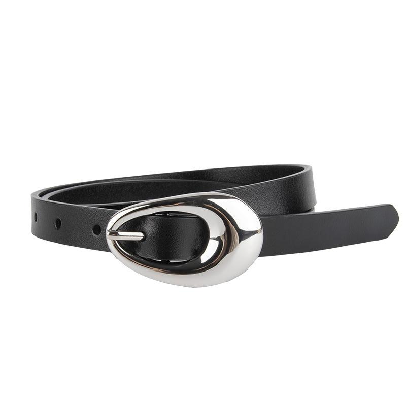 Women's Genuine Leather Belt Simple and Fashionable Versatile Korean Version of Women's Thin Belt Skirt Windbreaker Matching