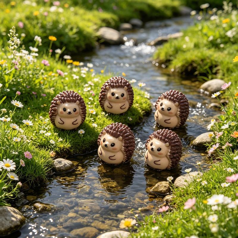 10 Pezzi Mini Riccio Resina Ornamenti Carini Cartoni Animati Animali Figure per Casa Scrivania Giardino delle Fate Decorazione
