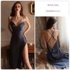 Good Morning with You: Suspenders Ice Silk Nightdress Long Side Slit Pure Desire Sexy Pajamas Long Dress Women Can Wear When Going out