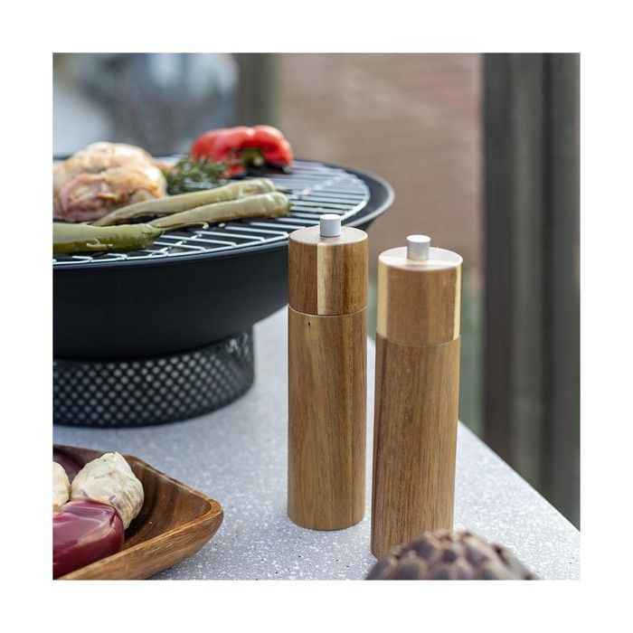 Set de 2 moulins sel et poivre manuels - LIVOO - MEN425 - 40 ml - Bois d'acacia - Meule céramique - Moulure réglable