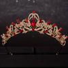 Baroque Red Crystal Tiaras and Crowns Prom Rhinestone Bridal Diadem Crown Taira for Women Wedding Hair Accessories Jewelry Crown