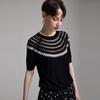 Wudao Women's Hollow Jacquard Knit T-Shirt
