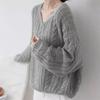 Soft Waxy Gentle Wind Sweater Women's Spring Knitted Sweater Collar Hollow Knitted Sweater Lazy Wind Loose Top Tide