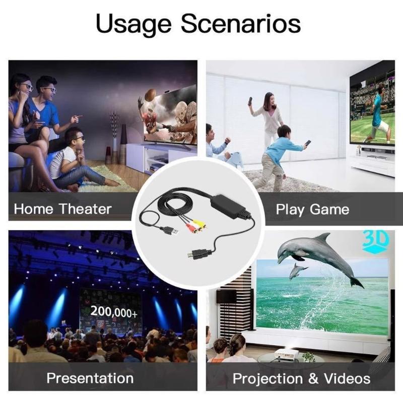 Hdmis To Avs 3RCA Converter Cable 1080P Resolution Support For PC Laptop With USB Power Audios Video Signal Transmission