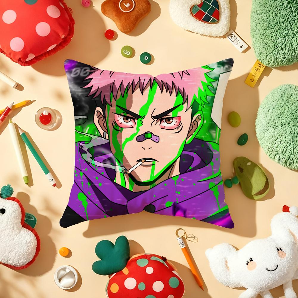 JJujutsu Kaisen Ryomen SukunaS Cushion Cover Plush Fabric Soft DoubleSided Printed Sofa Warm Winter Home Gift Pillow Cover