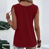 U Neck Summer Women Hollow Out Tank Tops Sweet Solid Color Sleeveless Blouse Fashion Elegant Buttons Shirts Large Size Office Simple Casual Clothing