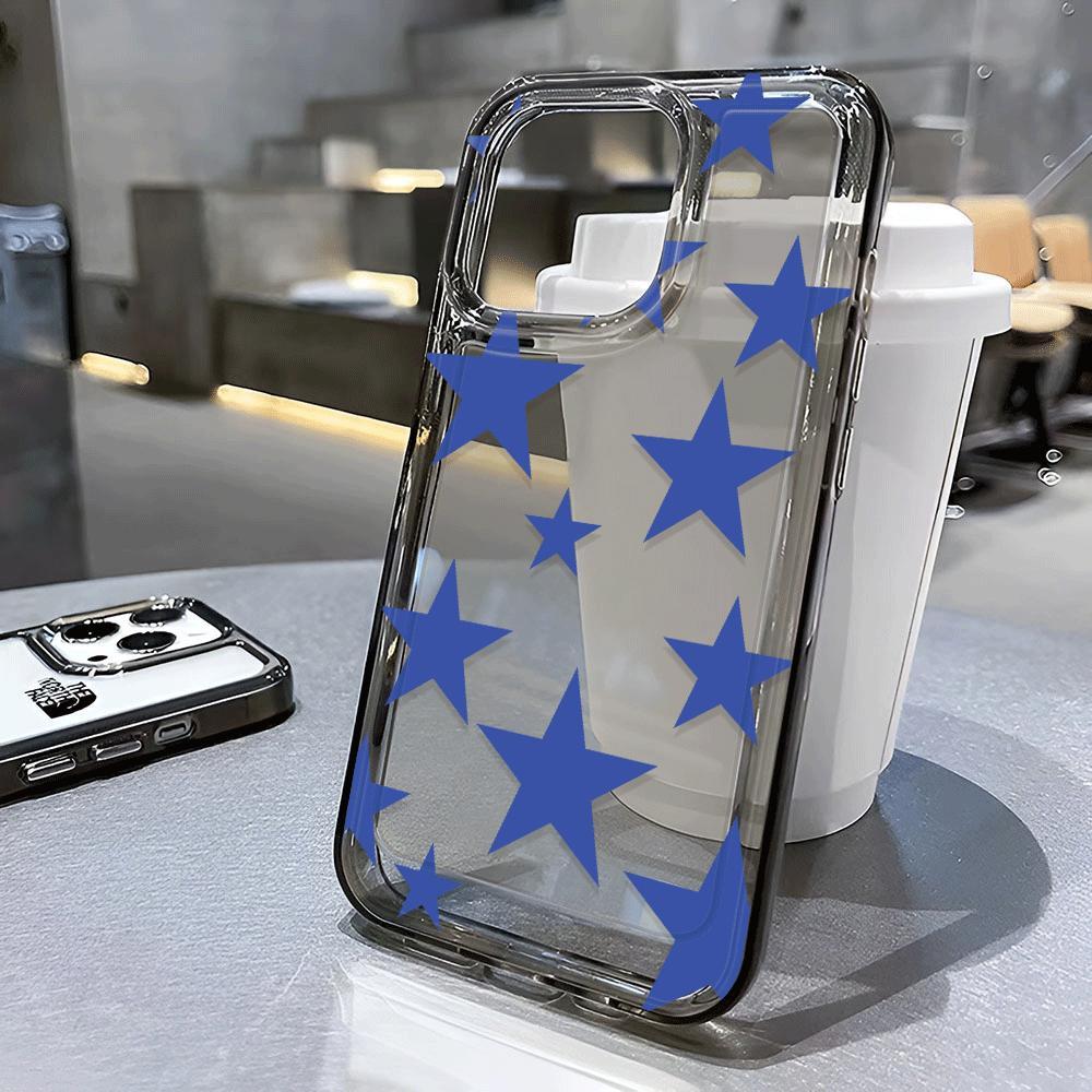 Blue pentagram Phone case iPhone 15 Pro Max 11 12 13 16 14 Plus 7 8 XS Silicone Shockproof Case Lens protector shell