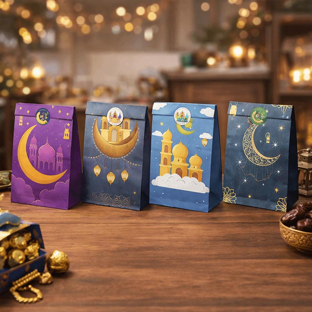 12Pcs Mixed Pattern Eid Mubarak Gift Bag Multicolor Eid Mubarak Gift Paper Bags  Party Supplies