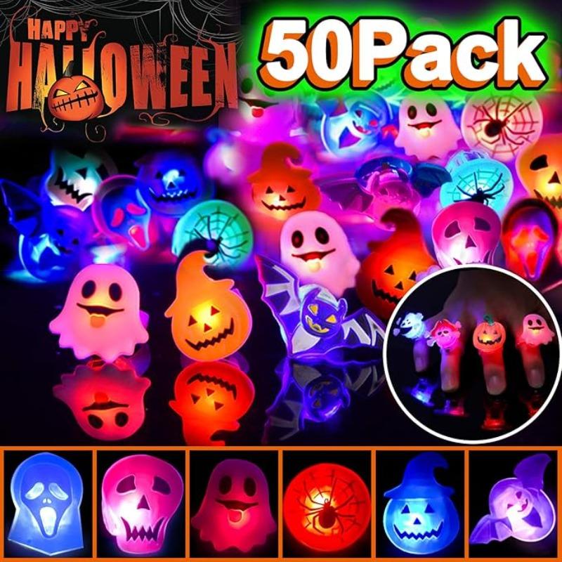 Halloween Light Up Glowing Rings Christmas Party Favors LED Rings Flashing Glowing Finger Rings Fun Props for Kids Adults