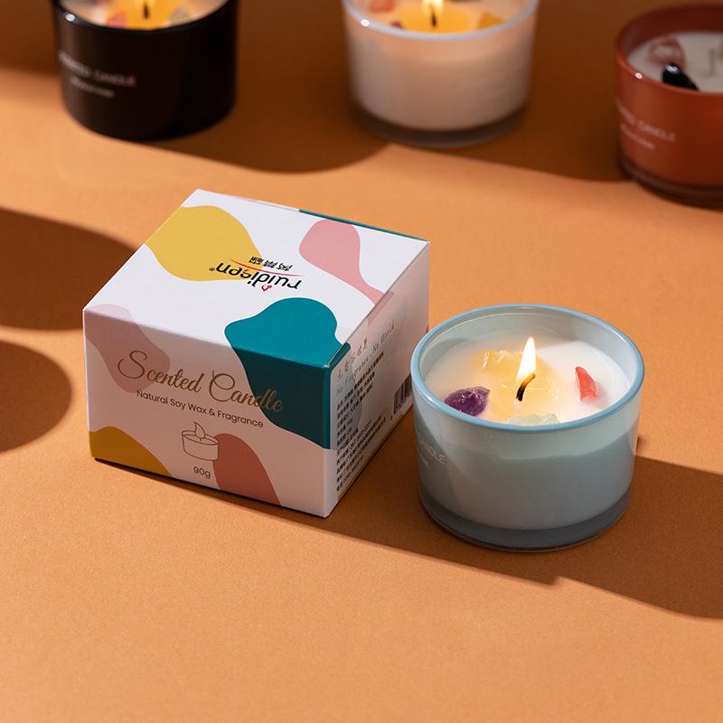 Colored Crystal Stone Aromatherapy Candles - Soy Wax Scented