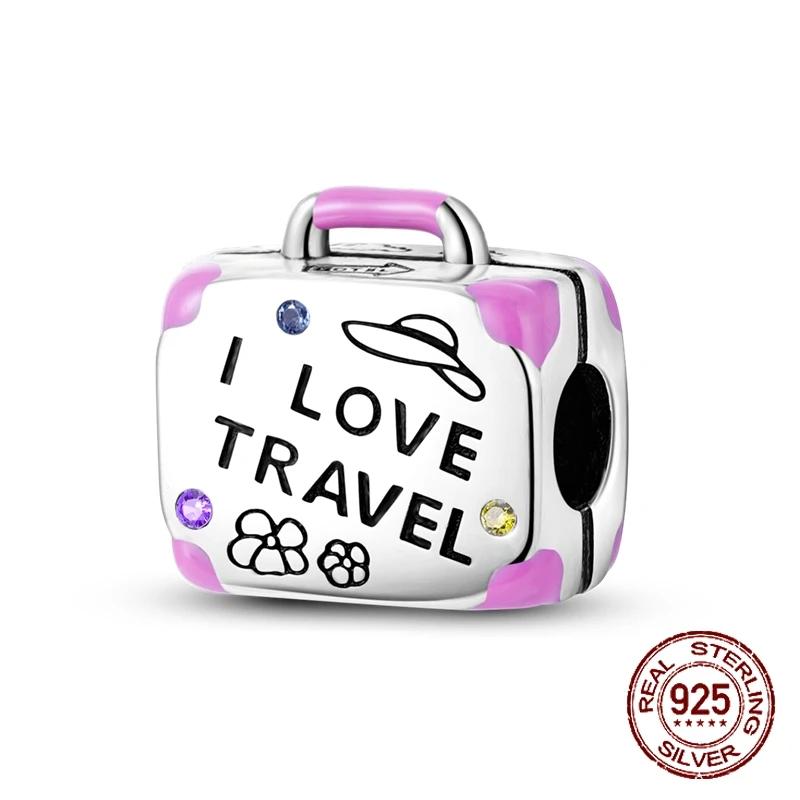 Copper Love Pink Mom Bear Travel Beads Fit Charm Bracelet For Women Fine Jewelry Making