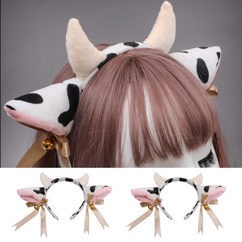 Great Milk Cow Ears Hair Clip Cartoon Role Playing for Head Loop Headgear Costume Party Hairpin Themed Parties Headdress