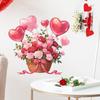 Romantic Heart Basket Floral Wall Sticker Self-Adhesive Removable for Bedroom Dorm Room Home Decor