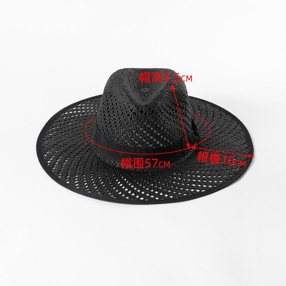 202601-HH5219B Dropshipping Britain hollow out handmade grass solid Breathable fedoras cap men women leisure panama jazz hat