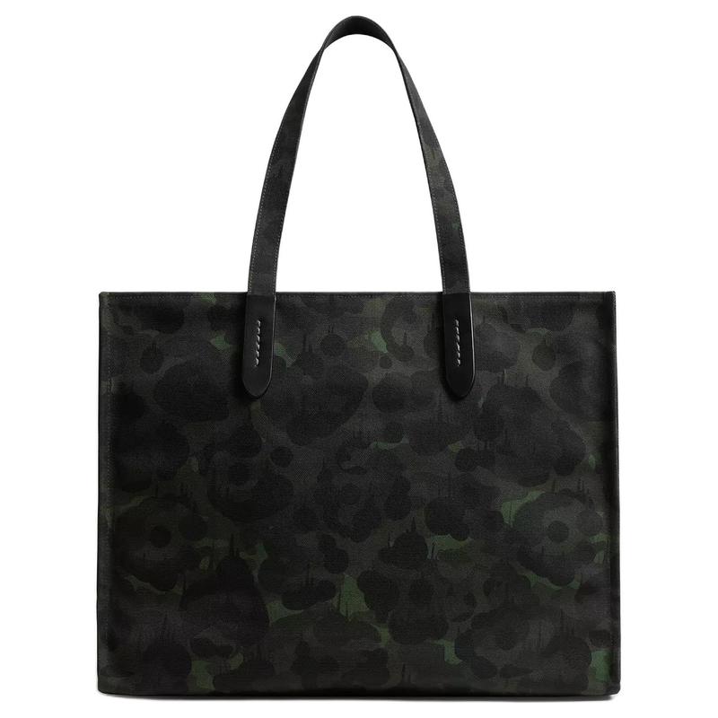 Coach RexyTote 43 Lexus Pattern Camouflage Print Tote Bag Tote Bag Shopping Bag Canvas Portable Shoulder Bag Large Size Men's Army Green