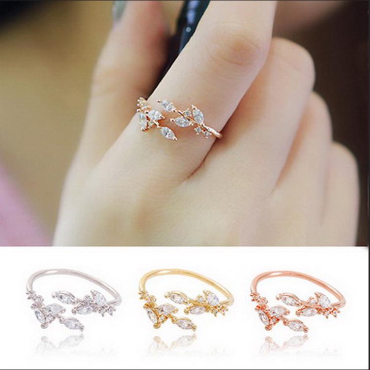 Korean Style Open Leaf Pinky Ring for Women