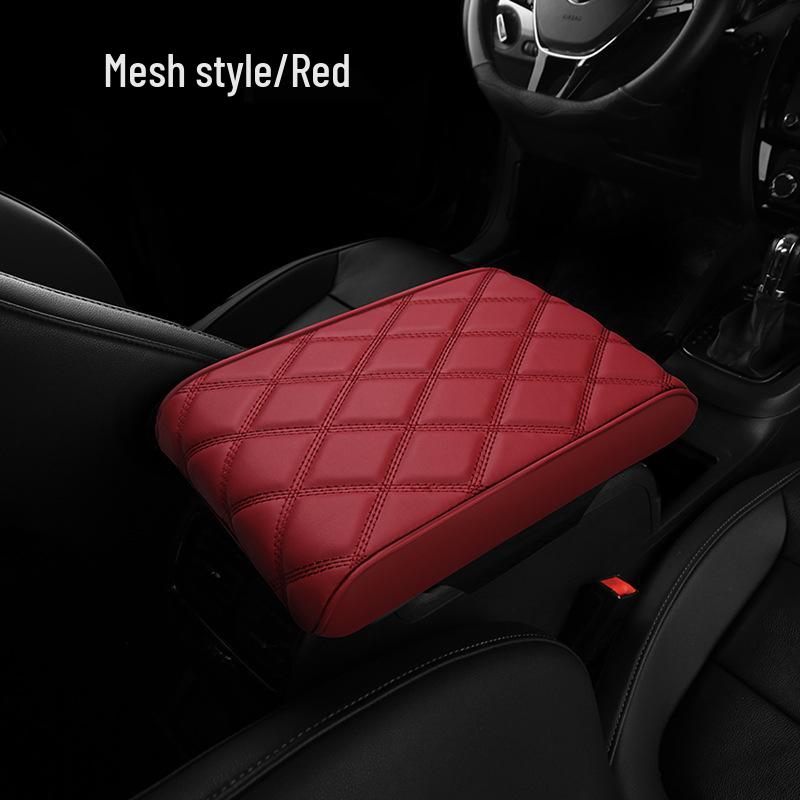 Diamond Quilted Nappa Leather Car Armrest Pad with Memory Foam