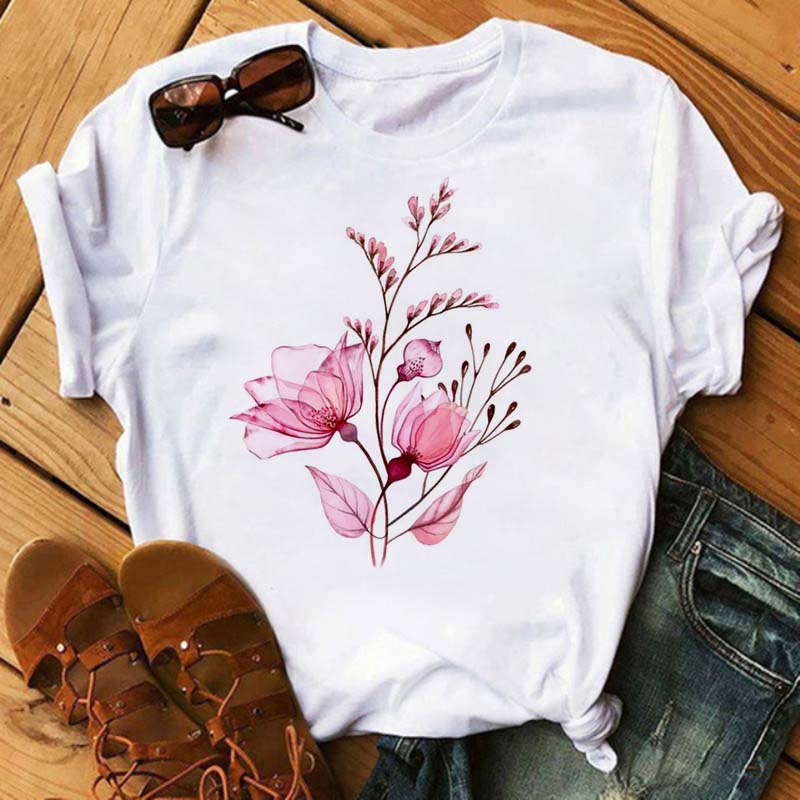 New Watercolor Floral 3D Print Women Tshirt Harajuku Streetwear Short Sleeve T Shirts Cartoon Casual Woman Tops Clothes