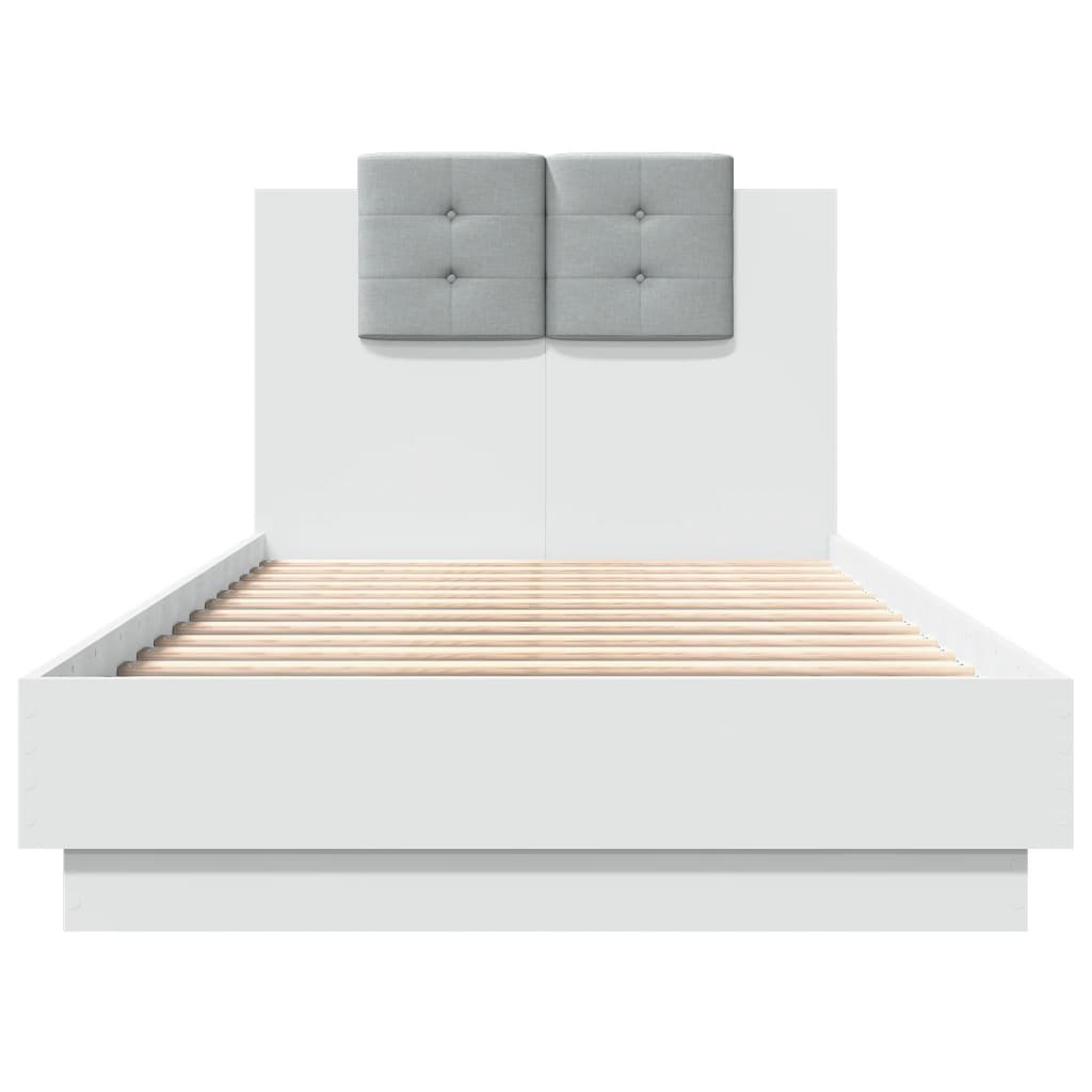 Bed Frame with Headboard White 75 x 190 cm Engineered Wood