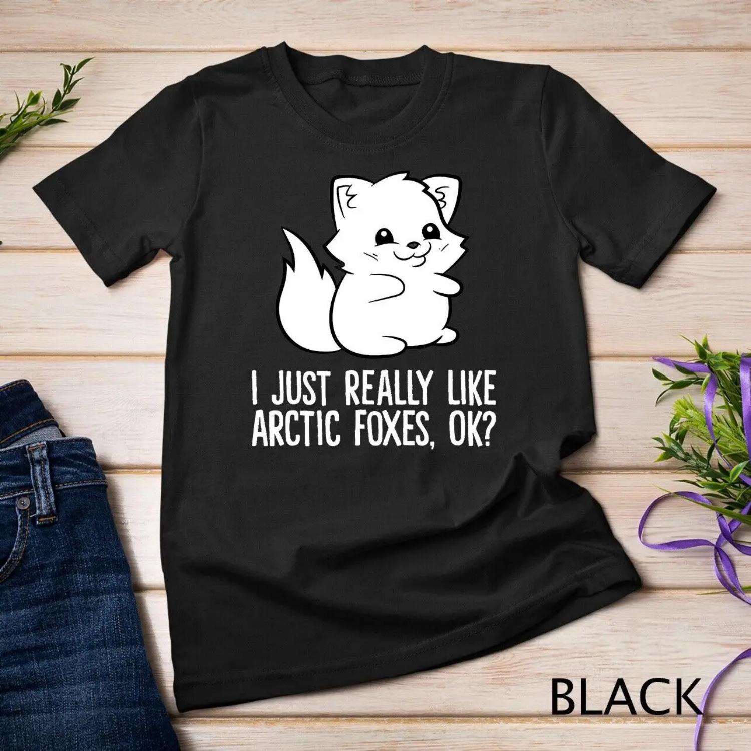 I Just Really Like Arctic Foxes Okay Cartoon Fox T Shirt S чёрный
