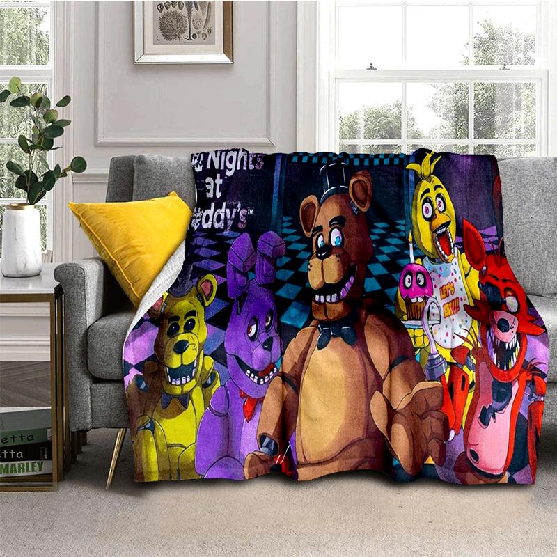 

Хоррор-игра F-FNAF Фредди Фильм Фланелевое одеяло Мягкое теплое плед для спальни гостиной кровати путешествия кемпинга пикника подарок 75x90cm