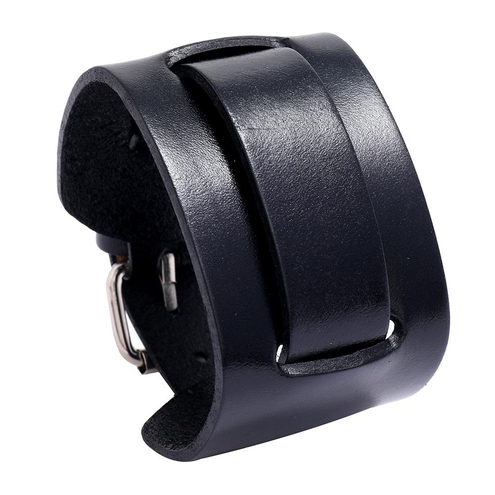 Unisex Adjustable Punk Leather Bracelet: European & American Cowhide Wristband New Style