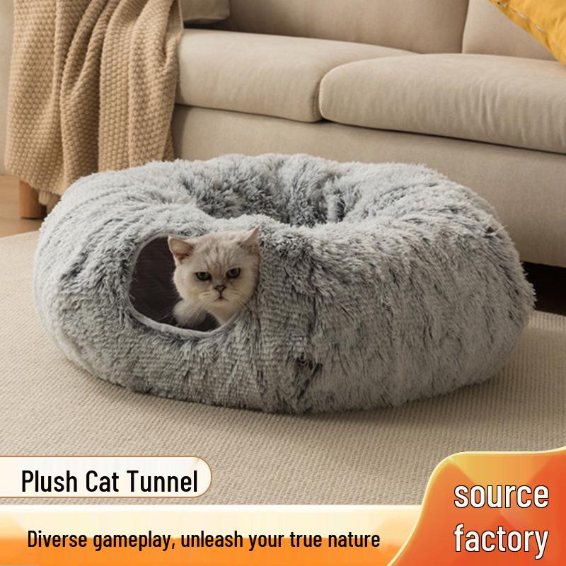 Cama Toca Aconchegante de Pelúcia para Gatos para Todas as Estações - Removível, Espessa e Lavável