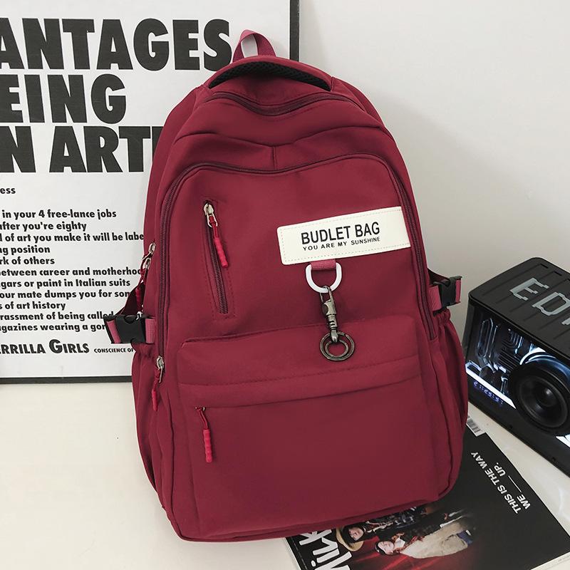 Schoolbags Elementary School Students Female College Students High School Students Junior High School Students Burgundy Backpack