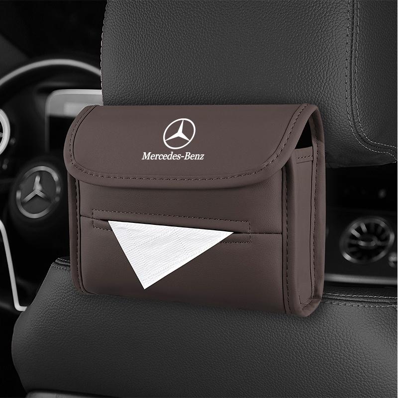 GLC GLB Car Tissue Box Holder Leather Sun Visor Backseat Tissue Case For Mercedes Benz AMG W204 W205 W203 W211 W212 W213 W201 W