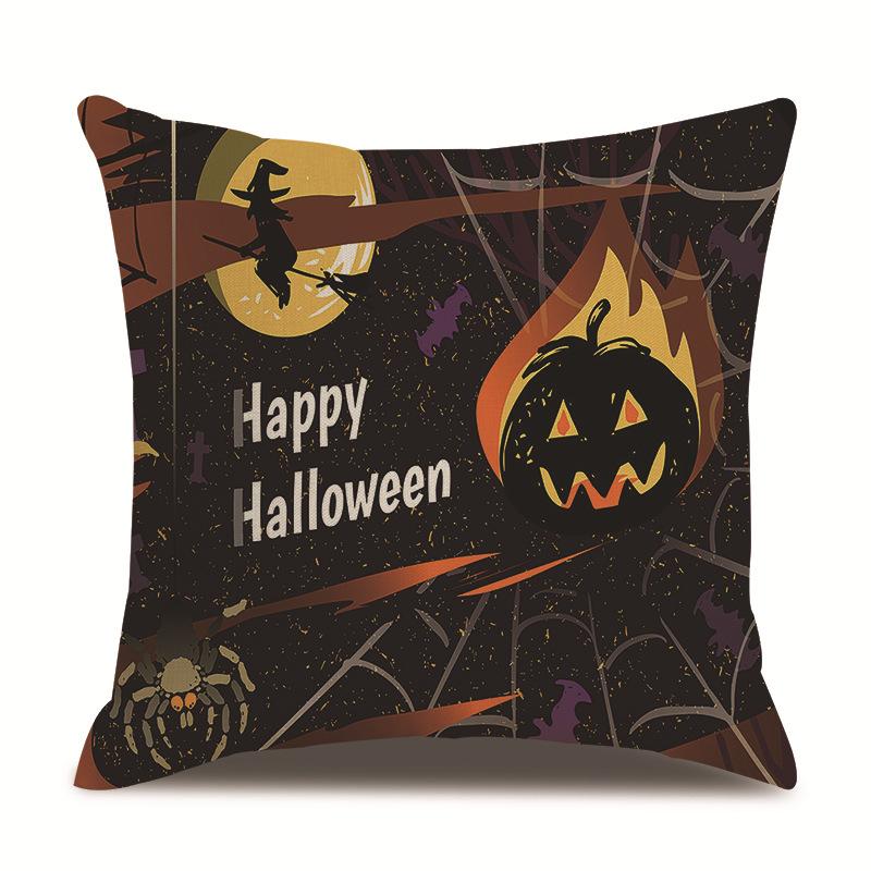 Halloween Linen Pillow Cover Printed Pillow Cover
