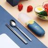 Stainless Steel Travel Cutlery Set with Chopsticks, Spoon, and Case