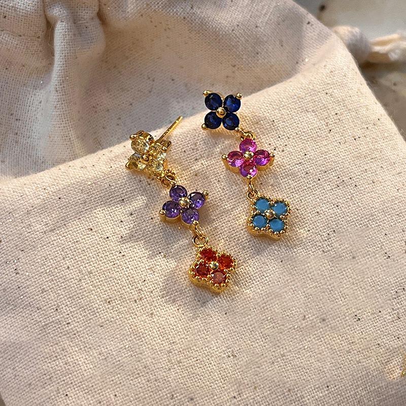 Silver Needle Multi-layer Letter Twill Zircon Pearl Earrings Medieval Vintage Light Luxury Stud Earrings Versatile Earrings