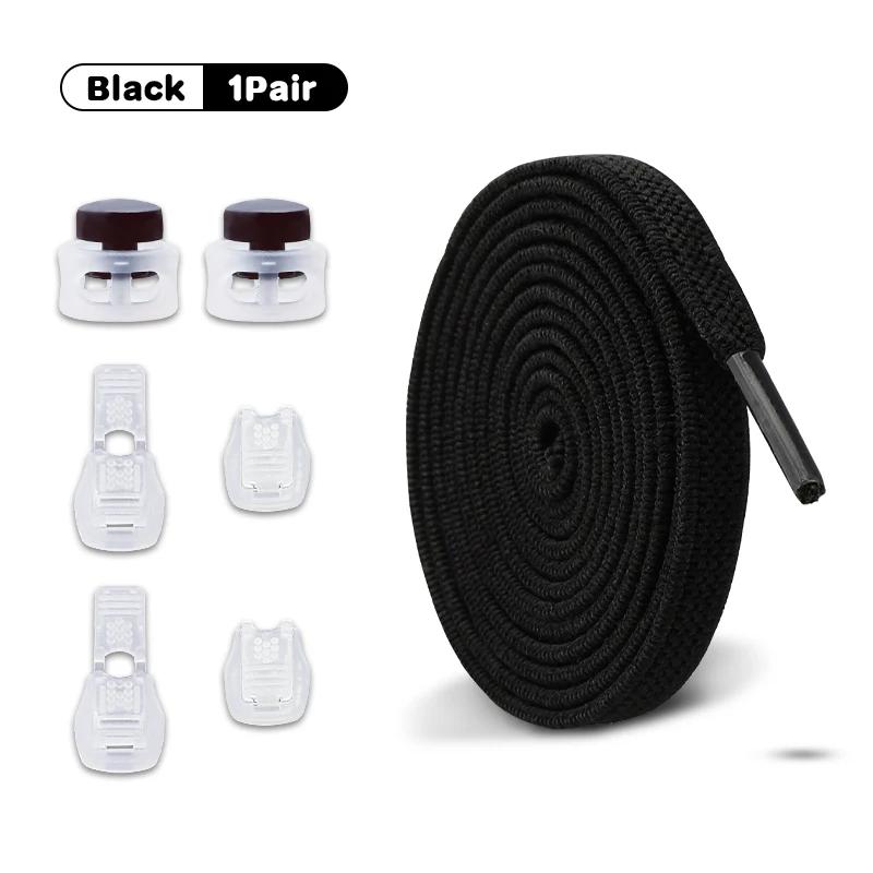 1Pair/2Pair NEW Elastic Shoe Laces Flat Shoelaces Without Ties Kids Round Snap Lock  Adult Quick Shoelace Shoe Accessories