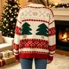 Women's Christmas Pullover Sweater Long Sleeve Knit Top for Winter Holidays