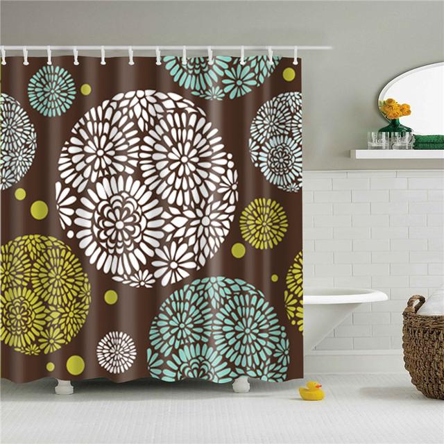 Chinese Style Flower Branch Landscape Shower Curtain 3D Printing Sunflower Bathroom Accessories Sets Waterproof Polyester Screen