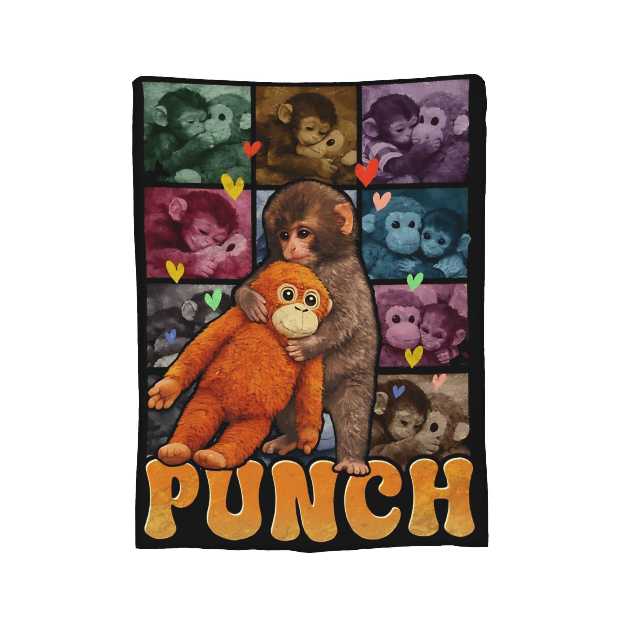 

Punch Monkey Blanket Fleece Printed Portable Lightweight Thin Throw Blankets for Bed Office Quilt 130x150cm