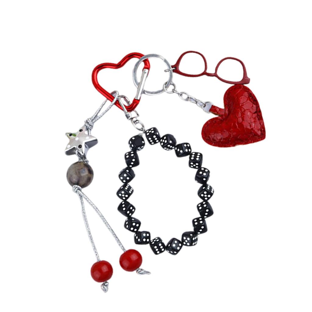 Stylish Heart Dice Charm Bead Pendant Playful Heart Dice Charm Key Chain Accessory for Gift Giving and Personal Use