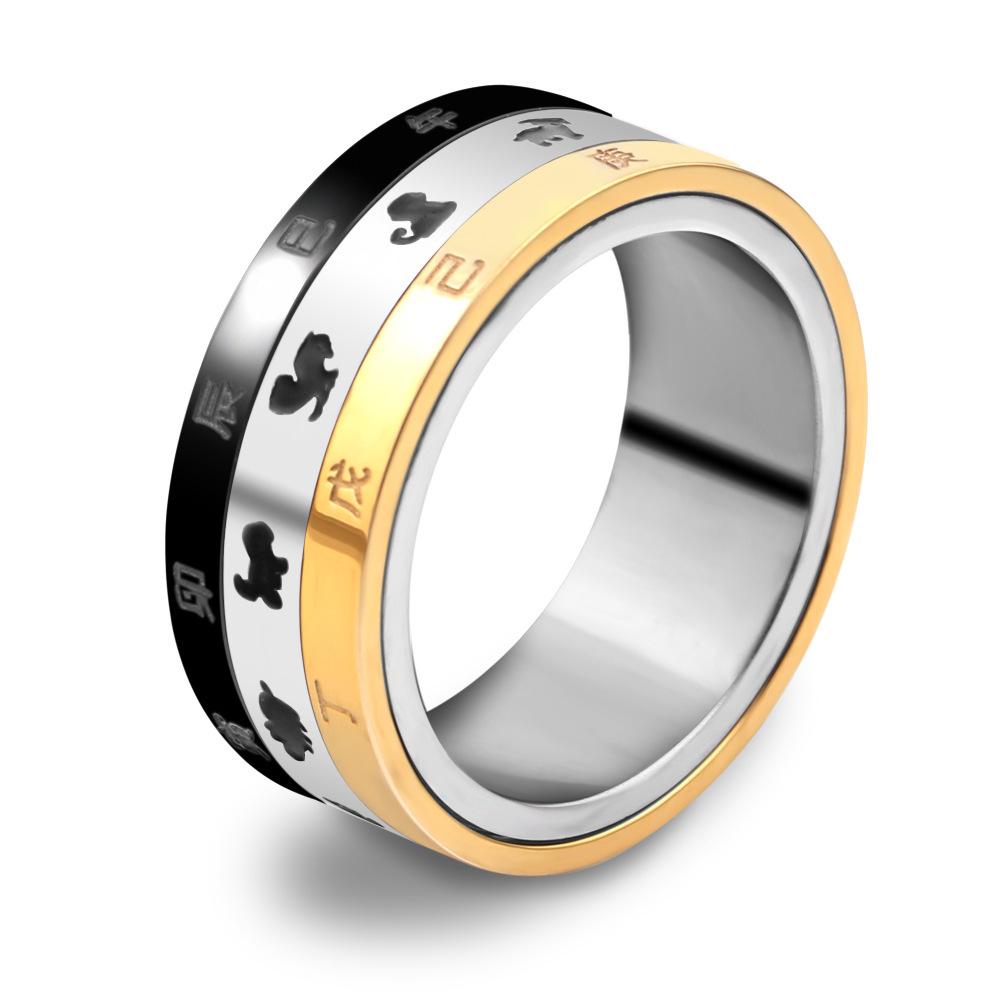 Personalized Zodiac Rotatable Stainless Steel Adjustable Ring for Women, 8MM Size 8