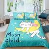3D Print Moon Kitten 100% Cotton Duvet Cover Wihth Pillowcases Bedding Sets Bedroom Home Textiles Bed Set Kids Lovely Unicorns