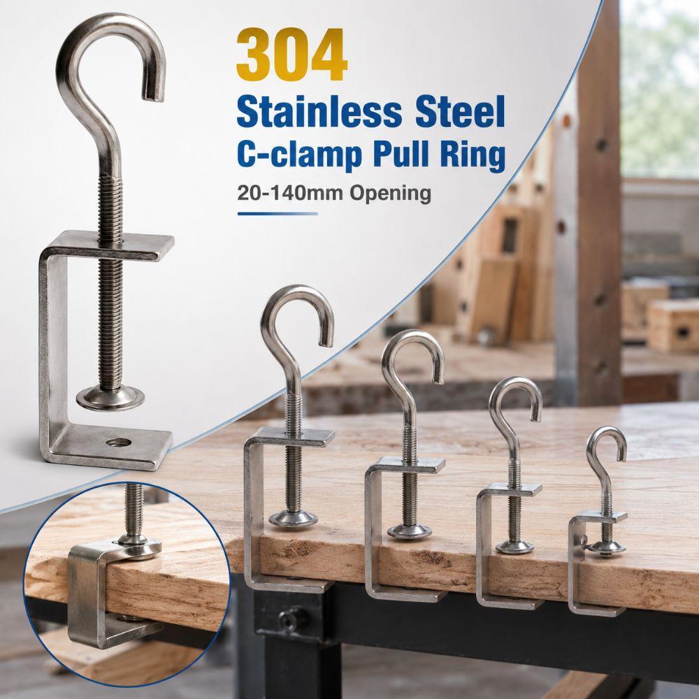 Pull Ring C-clamp 304 Stainless Steel Fixed Holder Clip Square Clamp Hardware Fasteners