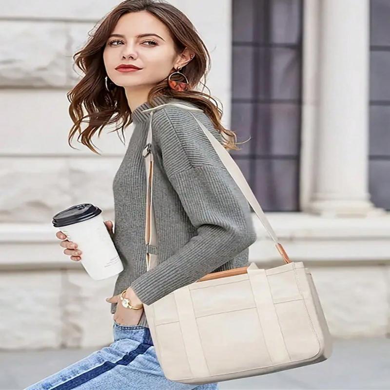 Axelväska med stor kapacitet och flera fickor med fack, multifunktionell handväska med handtag