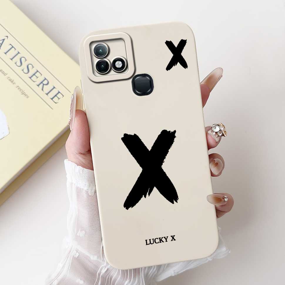 For Infinix Hot 10i X659B Case White Lucky Letters A-Z Soft Silicone Cover For Infinix Hot10I Smart 5 Pro 6.52 " Phone Cases