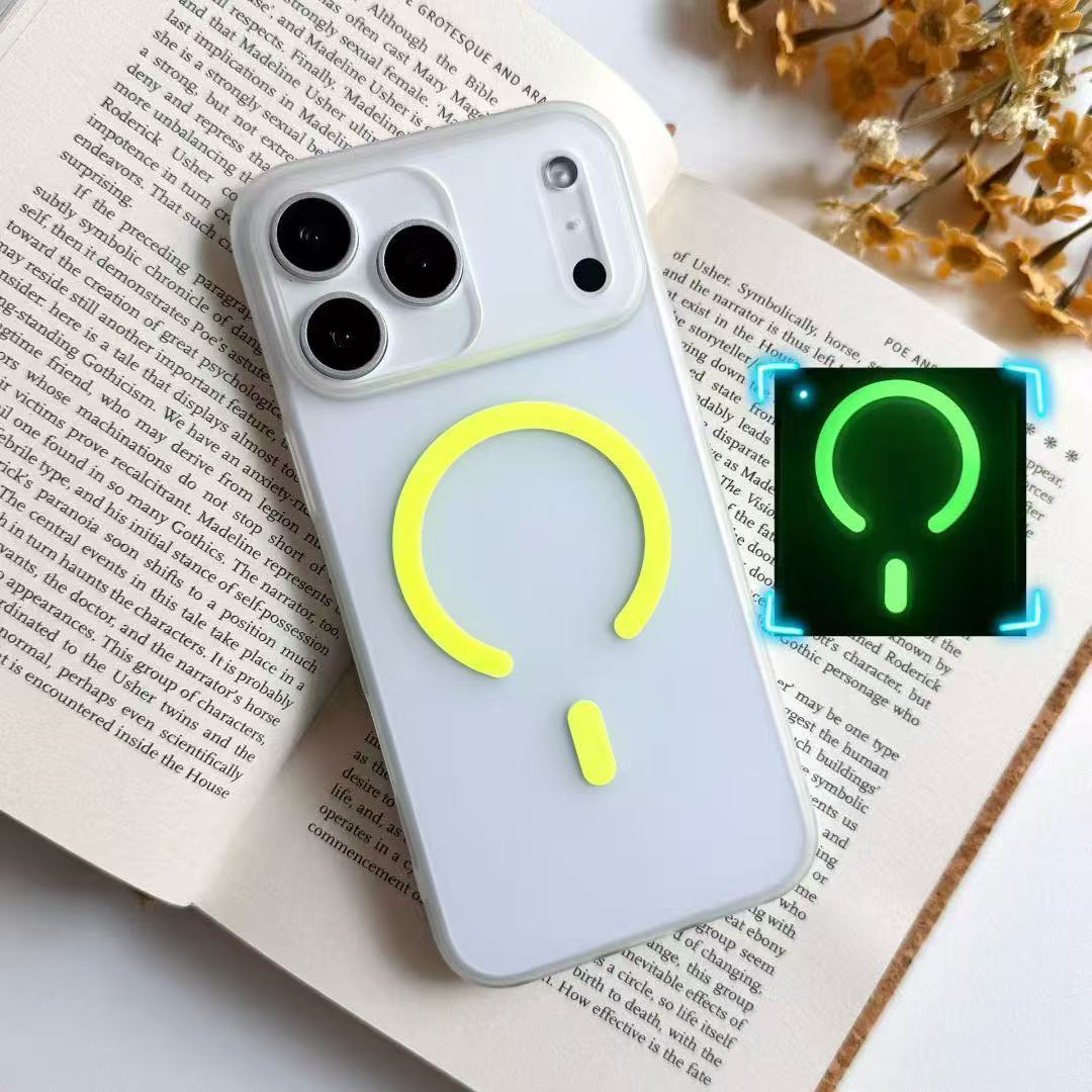 

Applicable To Apple 17 Premium Luminous Mobile Phone Case Magnetic Ice Fog Iphone16ProMax Matte PC Protective Case 15 iPhone17