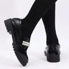 Fashion Women's Solid Color Thick-soled Round Toe Casual Women's Autumn New British Style Pearl Chain Decorated Fashion Elegant Loafers