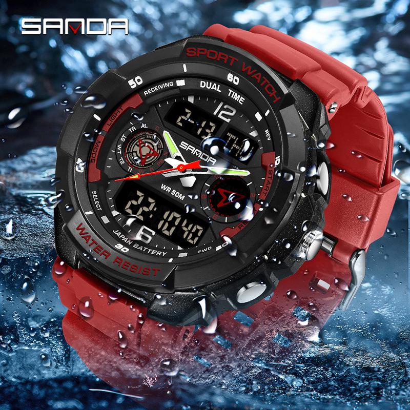 Sanda Electronic Watch: Fashionable, Versatile, Luminous, Waterproof Sports Watch for Middle School Students with Alarm Clock Function.